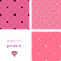 A collection of vintage seamless patterns with circles and embroidered with diamonds Royalty Free Stock Photo