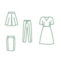 Collection of pixel art icons of clothes basic wardrobe. Royalty Free Stock Photo