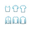 Collection of pixel art icons of shirts.