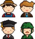 Collection of pixel art people. Vector illustration decorative design Royalty Free Stock Photo