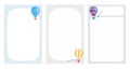 Collection of planners, agenda, notes, goals, and to do list with hand drawn cartoon aerostat. Template for schedule