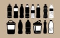 Collection of plastic bottle and container silhouettes Royalty Free Stock Photo