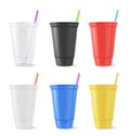 collection of plastic cups isolated on white background. Vector illustration Royalty Free Stock Photo