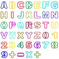 Collection plastic hollow alphabet and number isolated on white