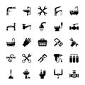 Set of Plumbing Glyph Vector Icons