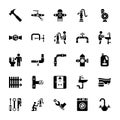 Plumbing Glyph Vector Icons Royalty Free Stock Photo