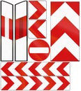 Collection of polish chevron and road markers