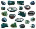 Collection of polished Heliotrope Bloodstone gem Royalty Free Stock Photo