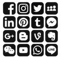 Collection of popular black social media icons printed on paper