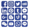 Collection of popular blue social media icons Royalty Free Stock Photo