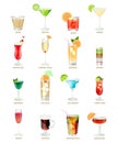 Collection of popular cocktails on a white background Royalty Free Stock Photo