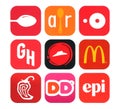 Collection of popular food icons printed on paper