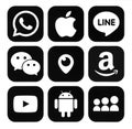 Collection of popular mobile apps black logos