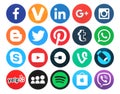 Collection of popular 20 round social media logos