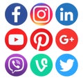 Collection of popular round social media logos