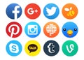 Collection of popular round social networking icons
