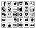 Collection of popular social media icons with black rim Royalty Free Stock Photo