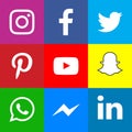 Collection of popular social media icons Royalty Free Stock Photo