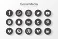 Collection of popular social media icons Facebook Twitter Instagram LinkedIn Pinterest Youtube WhatsApp Snapchat Messenger Royalty Free Stock Photo