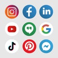 Collection of popular social media icons Royalty Free Stock Photo