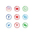 A collection of popular social media icons vector template Royalty Free Stock Photo