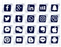 Collection of popular social media icons on a white background Royalty Free Stock Photo