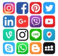 Collection of popular social media logos Royalty Free Stock Photo
