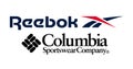 Collection of popular sportswear manufactures logos: Reebok and Columbia, on white background, vector illustration