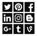 Collection of popular square black social media logos