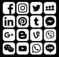 Collection of popular white social media icons