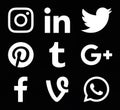 Collection of popular white social media icons