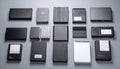 Collection of Portable External Hard Drives for Data Storage Royalty Free Stock Photo