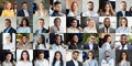 Collection of positive young business people posing indoors and outdoors Royalty Free Stock Photo