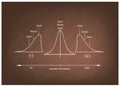 Collection of Positve and Negative Distribution Curve on Chalkboard