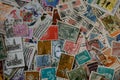 Collection of postage stamps full frame close up