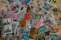 Collection of postage stamps full frame close up Royalty Free Stock Photo