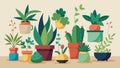 A collection of potted plants and succulents tered throughout the space adding a touch of nature and life.. Royalty Free Stock Photo