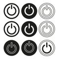 Collection of power buttons. On-off interface symbols. Various circle designs. Vector illustration. EPS 10. Royalty Free Stock Photo
