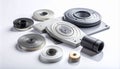 Precision Engineered Machine Components on White Royalty Free Stock Photo