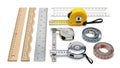 Assorted Measuring Tools and Rulers for Precision Construction Royalty Free Stock Photo
