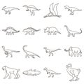 Collection of prehistoric animals. Vector illustration decorative design