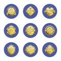 Collection Premium Quality Best Gold Labels Icons Royalty Free Stock Photo