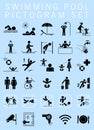 Swimming pool pictogram set.