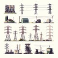 Electrical Towers Vector Illustrations Royalty Free Stock Photo