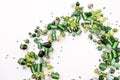 Collection of green glass beads shaped into off center garland Royalty Free Stock Photo