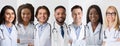 Collection Of Professional Doctors Portraits Posing On Gray Backrounds, Collage