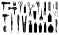 Collection of professional hair dresser cosmetics, tools and equipment Royalty Free Stock Photo