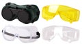 Collection of protective spectacles Safety glasses. Plastic Protective Work Glasses