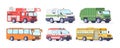 Collection public passenger and emergency aid city transportation vector illustration