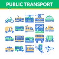 Collection Public Transport Vector Line Icons Set Royalty Free Stock Photo